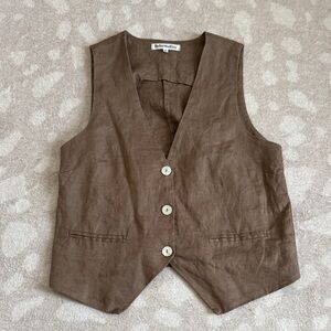 Reformation Tan Linen Vest
